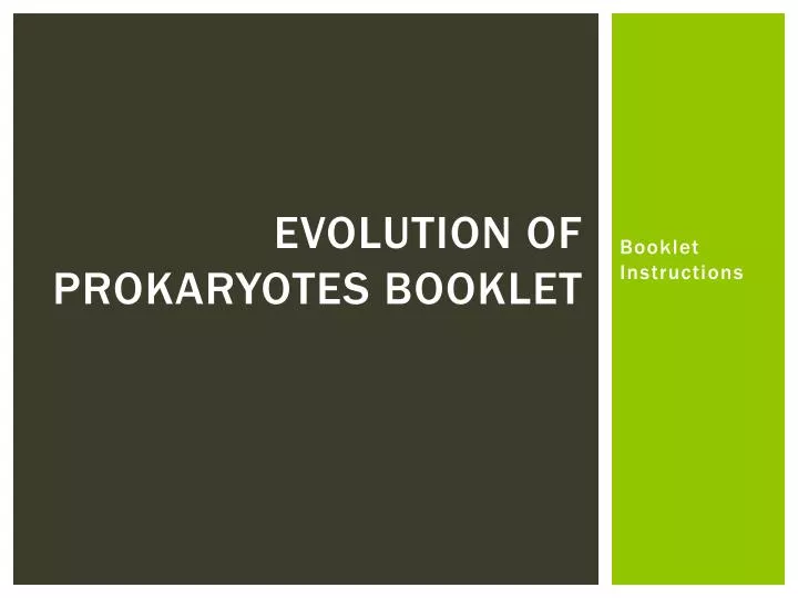 evolution of prokaryotes booklet
