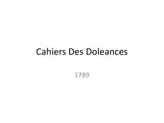 Cahiers Des Doleances