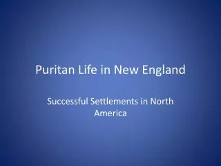 puritan life in new england