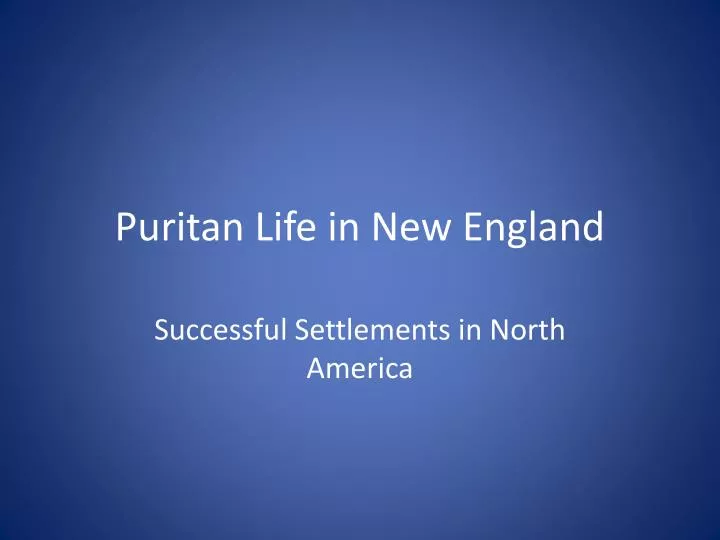 puritan life in new england