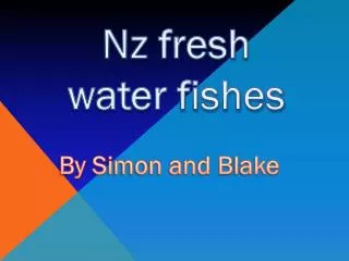 Nz fresh water fishes