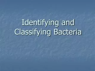 Identifying and Classifying Bacteria