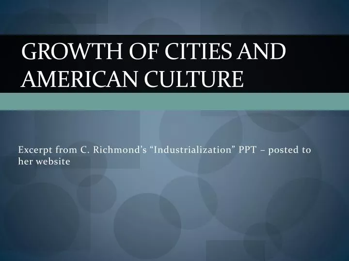 growth of cities and american culture