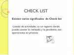 CHECK LIST - slide 1