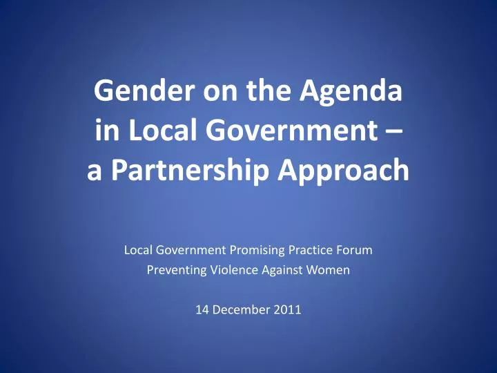 gender on the agenda in local government a partnership approach