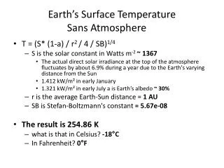 Earth’s Surface Temperature Sans Atmosphere