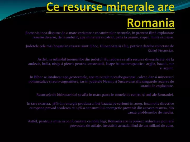 ce resurse minerale are romania