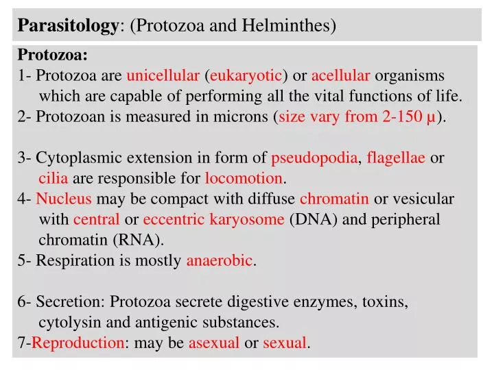 parasitology protozoa and helminthes