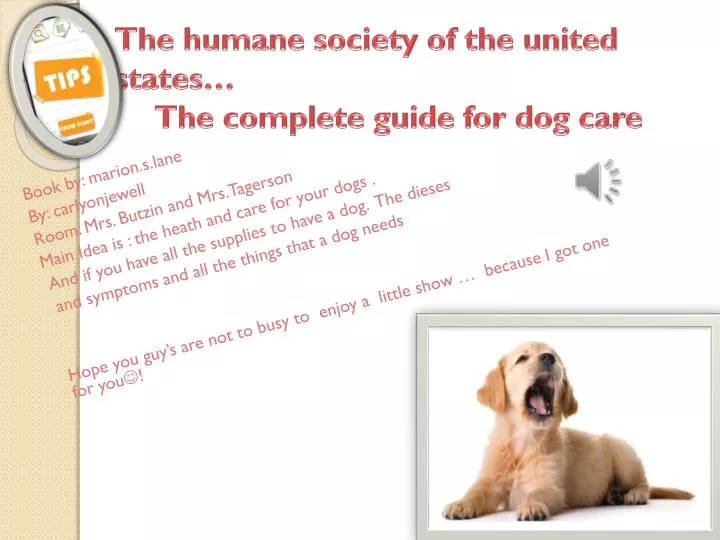 t he humane society of the united states the complete guide for dog care