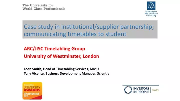case study in institutional supplier partnership communicating timetables to student