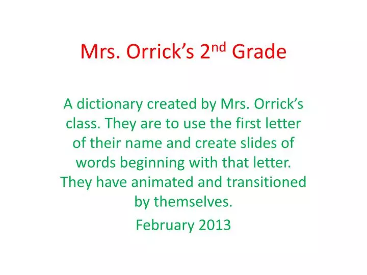mrs orrick s 2 nd grade