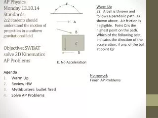 Agenda Warm Up Review HW Mythbusters : bullet fired Solve AP Problems