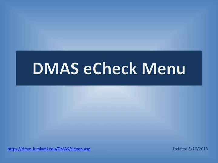 dmas echeck menu