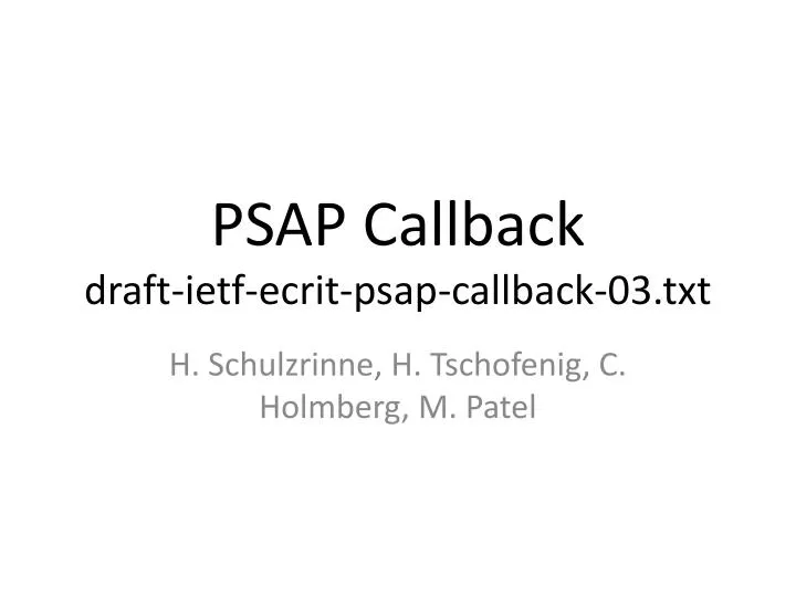 psap callback draft ietf ecrit psap callback 03 txt