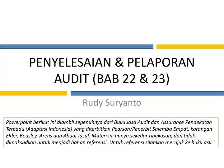 penyelesaian pelaporan audit bab 22 23