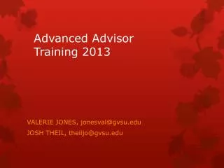 Advanced Advisor Training 2013