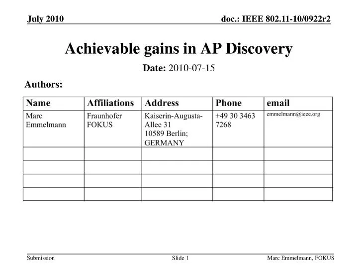 achievable gains in ap discovery