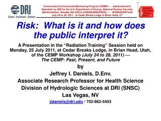 Risk: What is it and how does the public interpret it?