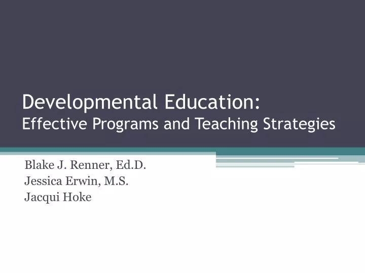 developmental education effective programs and teaching strategies