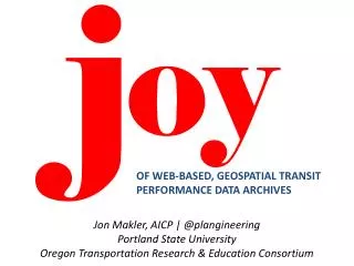 Jon Makler, AICP | @ plangineering Portland State University
