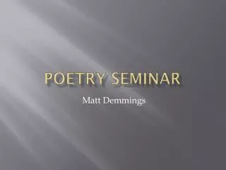 Poetry Seminar