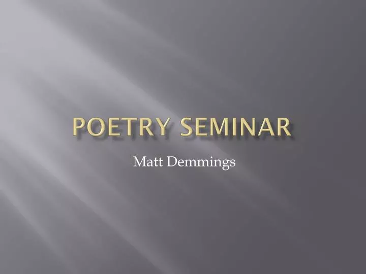 poetry seminar