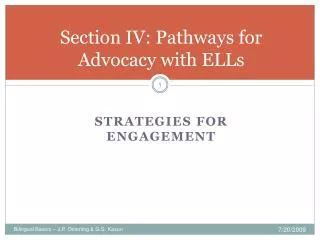 Section IV: Pathways for Advocacy with ELLs