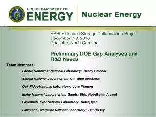 Team Members Pacific Northwest National Laboratory: Brady Hanson