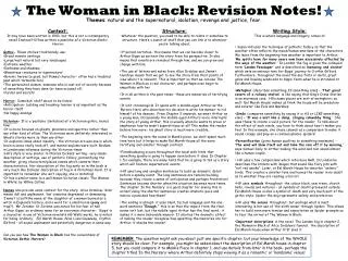 The Woman in Black: Revision Notes!