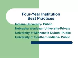 Four-Year Institution Best Practices