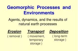 Geomorphic Processes and Environments
