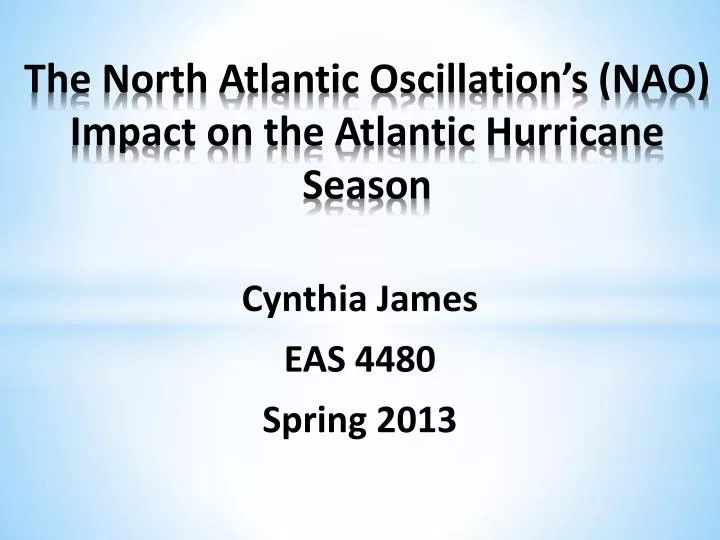 the north atlantic oscillation s nao impact on the atlantic hurricane season