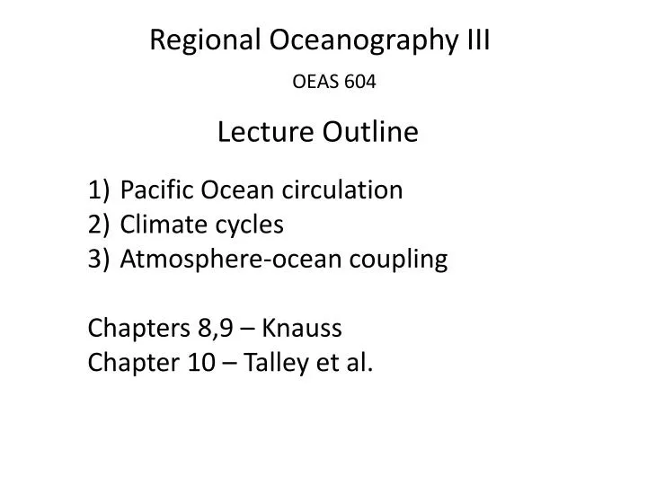 regional oceanography iii