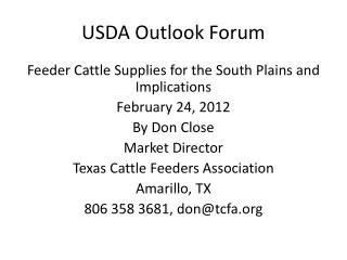 USDA Outlook Forum