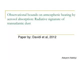Paper by: Davidi et al, 2012