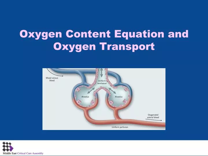 oxygen content equation and oxygen transport