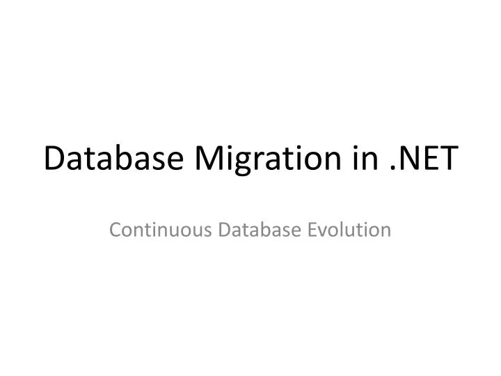 database migration in net