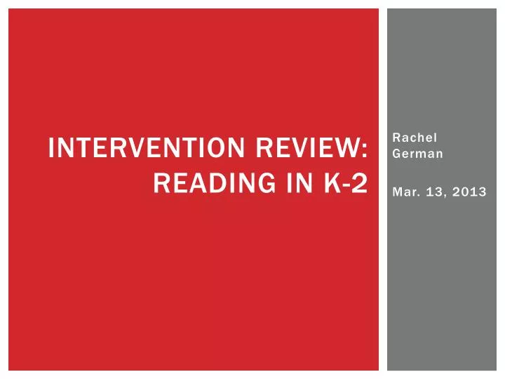 intervention review reading in k 2