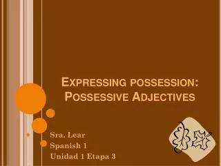 Expressing possession: Possessive Adjectives