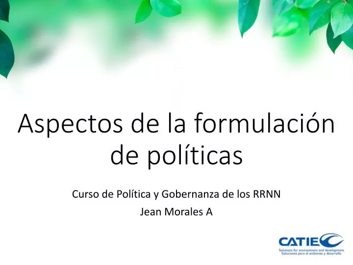 aspectos de la formulaci n de pol ticas