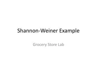 Shannon-Weiner Example