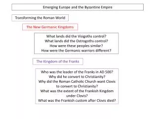 Emerging Europe and the Byzantine Empire