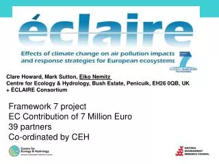 Framework 7 project EC Contribution of 7 Million Euro 39 partners Co-ordinated by CEH