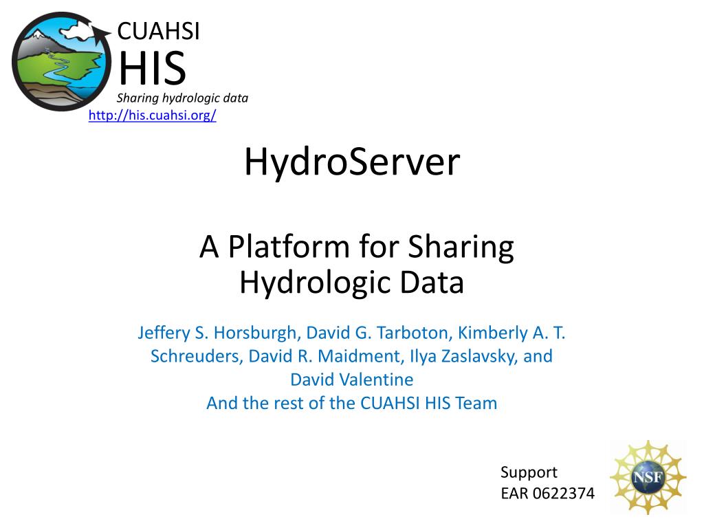 PPT - HydroServer: A Platform for Sharing Hydrologic Data PowerPoint ...