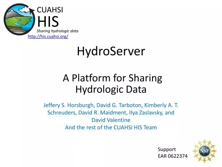 hydroserver a platform for sharing hydrologic data