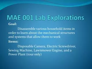 MAE 001 Lab Explorations
