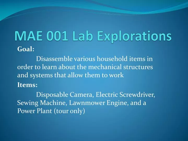 mae 001 lab explorations