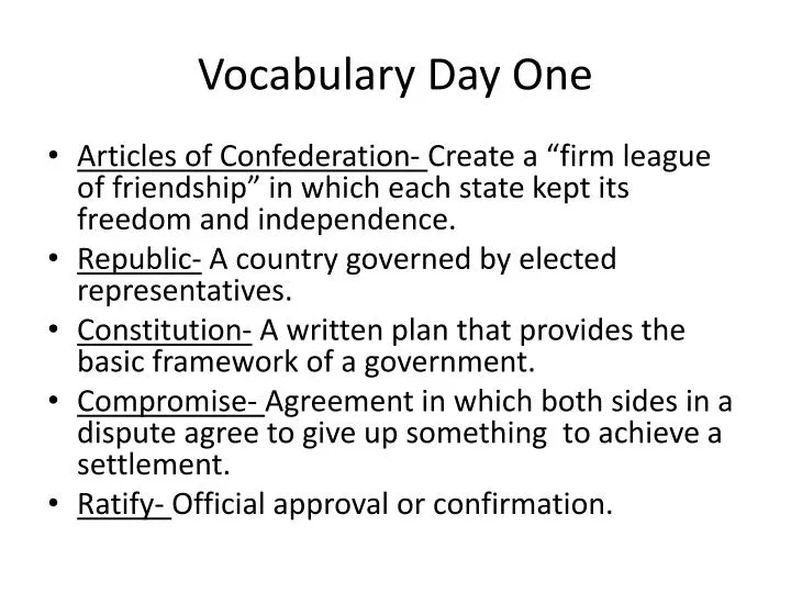 vocabulary day one