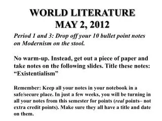 WORLD LITERATURE MAY 2, 2012