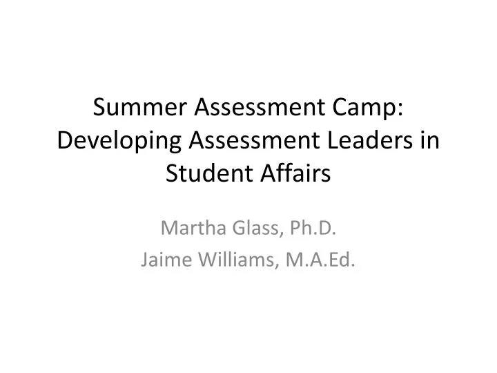 summer assessment camp developing assessment leaders in student affairs